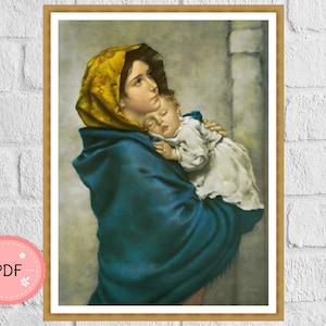 Cross Stitch Pattern ,Madonnina By Roberto Ferruzzi ,Pdf , Instant Download , Holy  , Religious , Christian Icon,Full Coverage