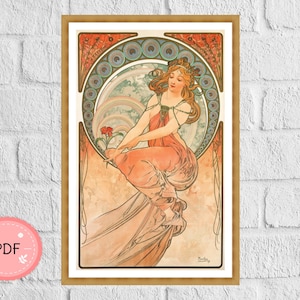 The Arts Cross Stitch Pattern, Painting By Alphonse Mucha , Pdf , Instant Download,Full Coverage,Famous Painting,Art Nouveau