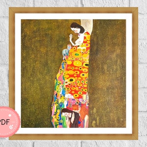 Kreuzstich Muster, Hope II Von Gustav Klimt, Pdf, Sofort Download, Symbolik X Stichvorlage, Berühmte Gemälde