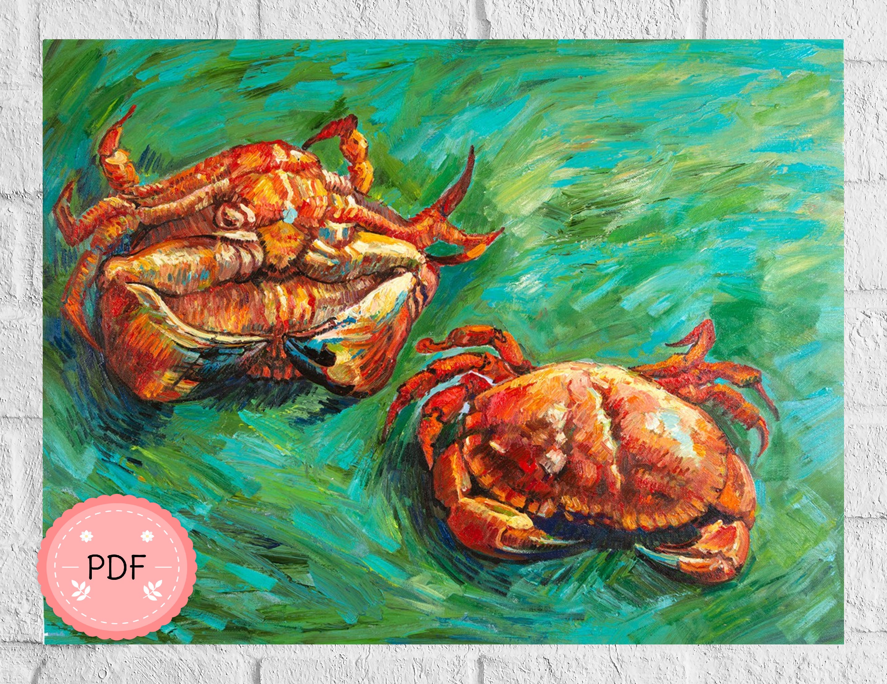 Van Gogh Two Crabs Cross Stitch Pattern (PDF) - Etsy Hong Kong