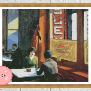 Cross Stitch Pattern,Chop Suey by Edward Hopper,Pdf,Instant Download,Full Coverage,Famous Oil Paintings