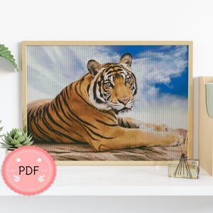 Siberian Tiger Cross Stitch Pattern  , Pdf , Instant Download , Animal X Stitch Chart , Wild Life , Bengal