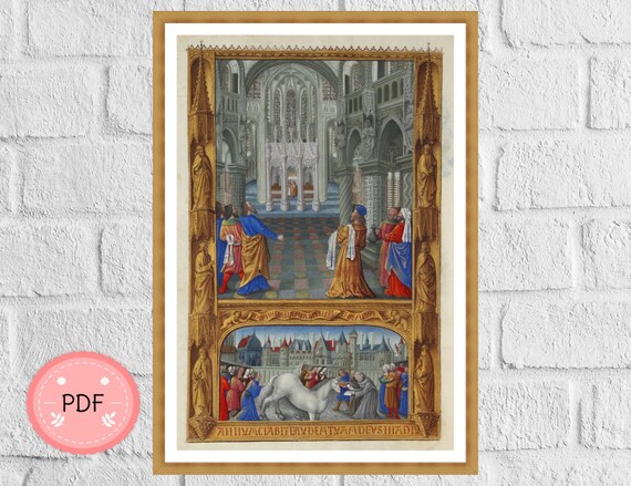 Eucharist Cross Stitch Pattern: Medieval Christian Icon (PDF Pattern)