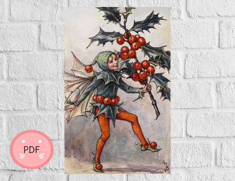 The Holly Fairy Cross Stitch Pattern Pdf  Instant Download  image 1
