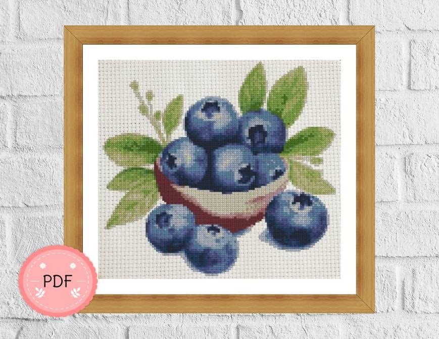 Cross Stitch Pattern ,watercolor Blueberry,pdf , Instant Download ...