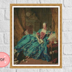 May include: A framed print of a classical painting. The artwork depicts a woman in a teal gown with floral accents, holding a letter. The background features ornate drapery, a clock, and a small table with writing implements. The print is in a wooden frame.