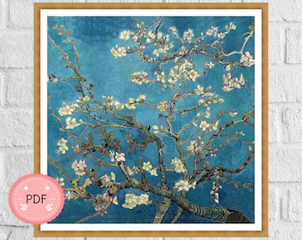 フィンセント・ファン・ゴッホ作「アーモンドの花」クロスステッチ図案