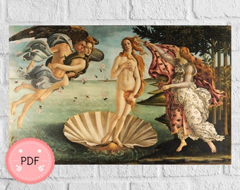 Birth of Venus Cross Stitch Pattern: Botticelli Art (PDF Download)
