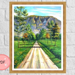 Nature Cross Stitch Pattern,The Road To A Particular Interest,Ferdinand Hodler,Pdf,Instant Download ,Pastoral Landscape,Mountains And Forest