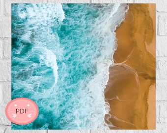 Cross Stitch Pattern : Ocean Wave , Pdf , Instant Download , Sea Xstitch , Beach  Needlework , Coastal
