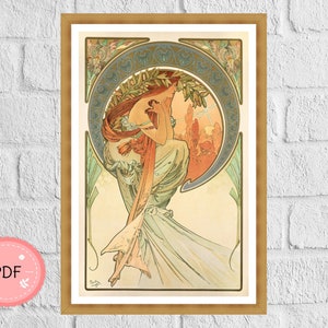 The Arts Cross Stitch Pattern, Poetry By Alphonse Mucha , Pdf , Instant Download,Full Coverage,Famous Painting,Art Nouveau