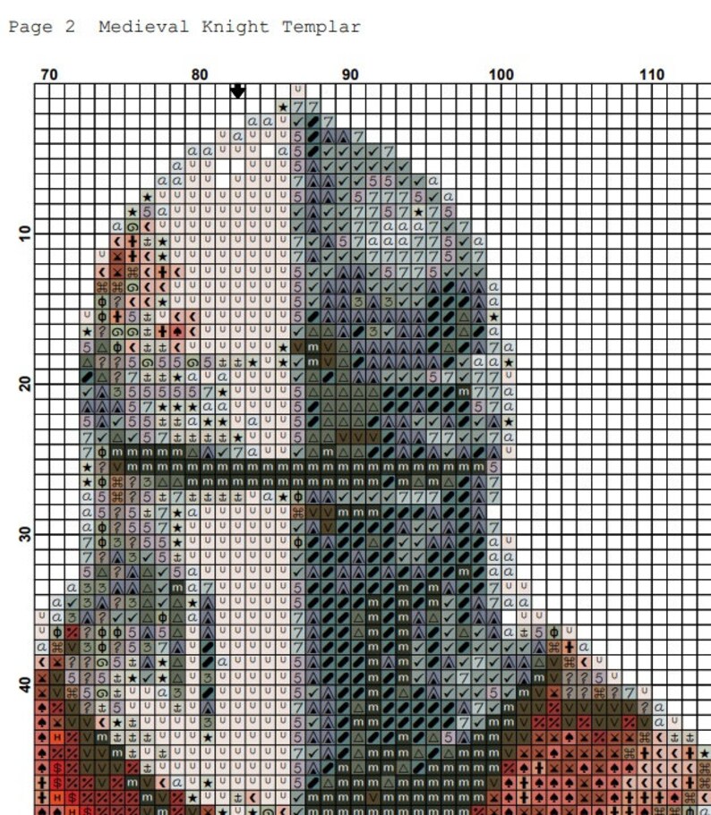 Medieval Knight Templar Cross Stitch Pattern: Watercolor Painting (PDF ...