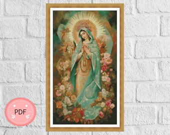 Virgin Mary Cross Stitch Pattern: Christian Religious Icon (PDF Pattern)