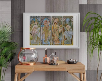 Alphonse Mucha Cross Stitch Pattern: Art Nouveau Times of Day (PDF Download)