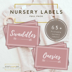 Set of +65 pink Printable Labels for Baby girl or Toddler, Baby Labels, Closet Organizer, Closet Dividers, Nursery Decor, Baby Shower Gift