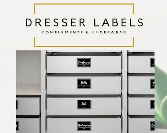 COMPLEMENTS & UNDERWEAR - Get organised, dresser labels, clothes labels, dresser, clothing labels, drawer labels, get organized,  closet