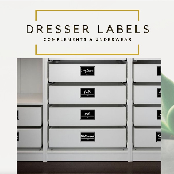 COMPLEMENTS & UNDERWEAR - Get organised, dresser labels, clothes labels, dresser, clothing labels, drawer labels, get organized,  closet