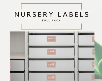 Set of +65 gender neutral beige Printable Labels for Baby or Toddler, Closet Organizer, Closet Dividers, Nursery Decor, Baby Shower Gift