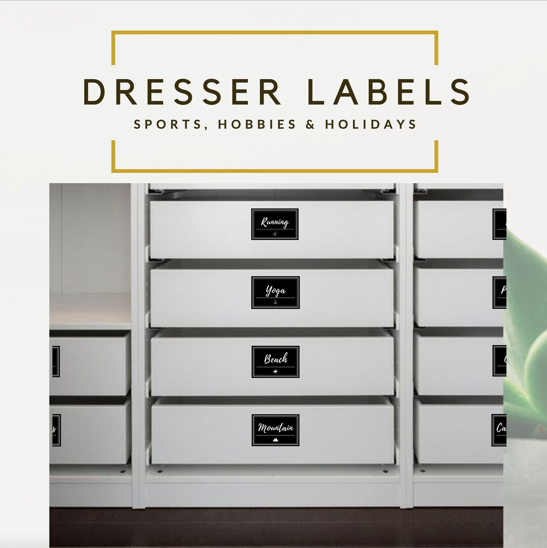 Sports & Hobby Dresser Labels, Minimalist Closet Organization ...