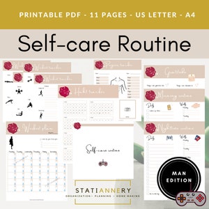 Self care planner for men, Workout tracker, Fitness planner, Workout log,Habit Tracker,Morning checklist,Nighttime routine,Gratitude journal