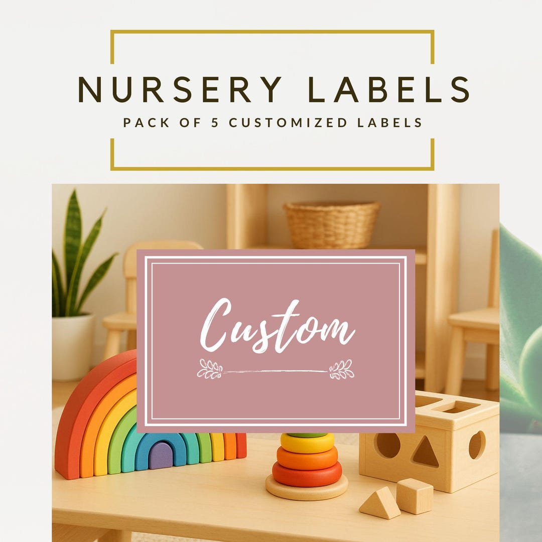 Pack of 5, Custom Baby Labels, Customized Printable Nursery Labels ...