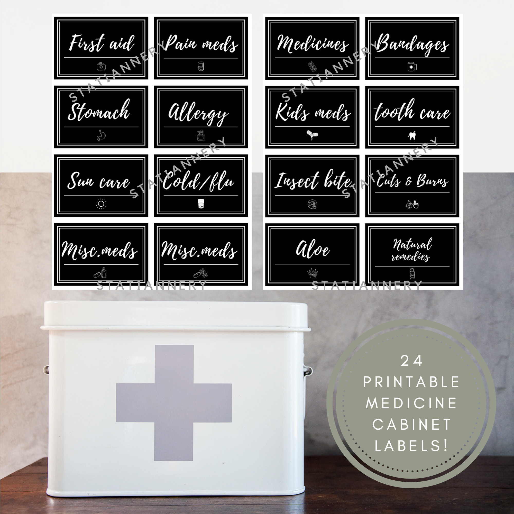 Medicine Labels, First Aid Kit Labels, Bathroom