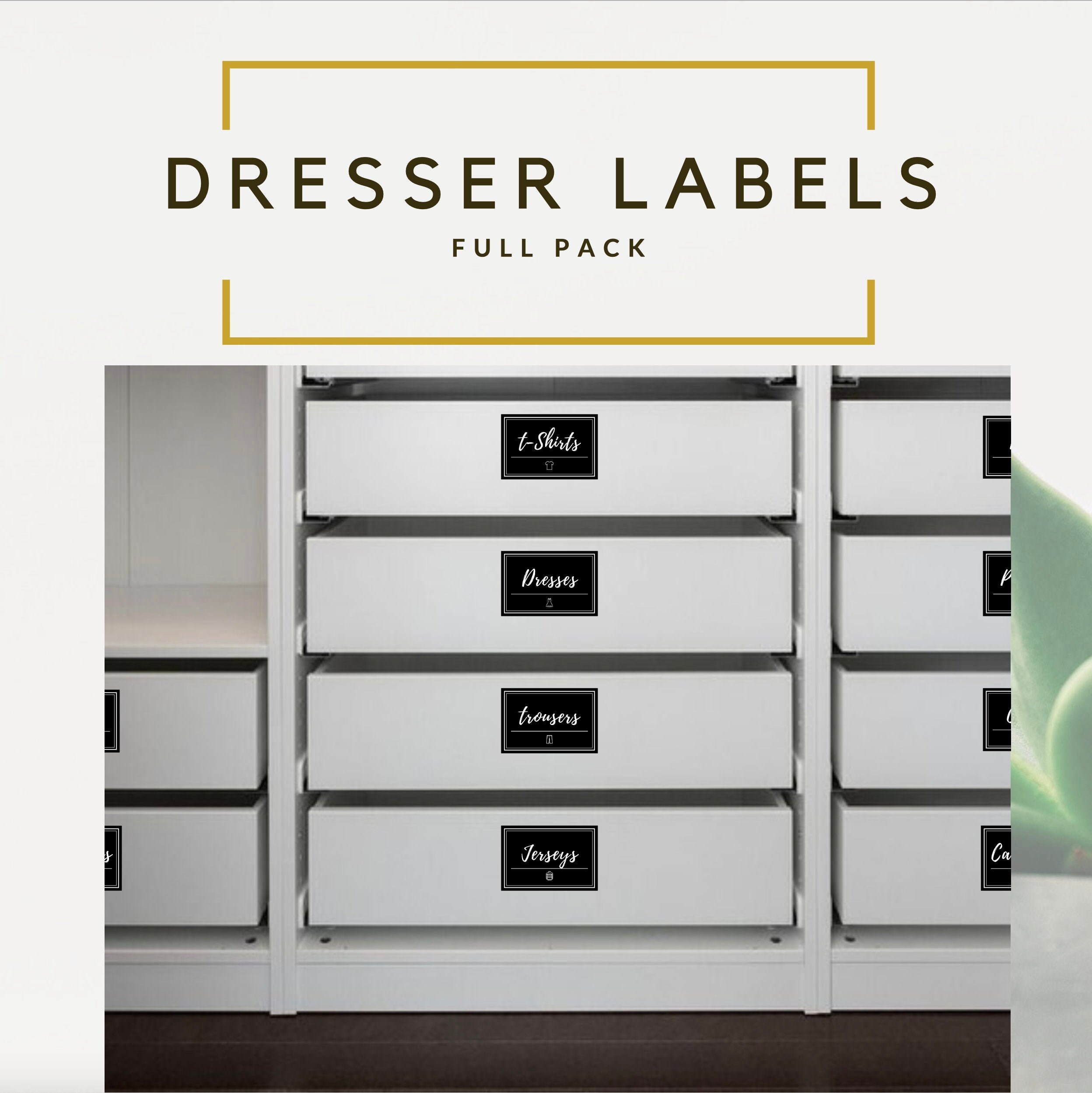 Full Pack, GET ORGANIZED, dresser labels, clothes labels, dresser, clothing labels, drawer labels, get organised,  closet labels, printable