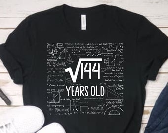 12th Birthday Math T-Shirt, Square Root of 144 Gift