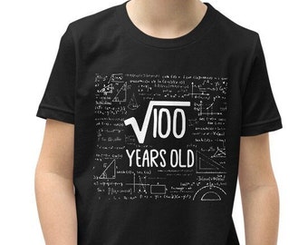 Square Root Of 100 Years Old T-Shirt - Funny 10th Birthday Math Gift Tee - View #2