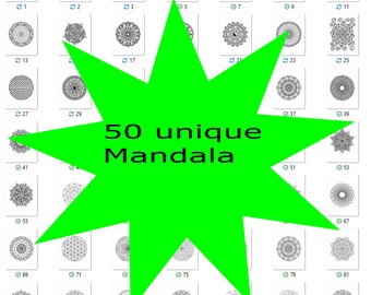 50 Unique Mandala - Geometric Pattern, Complex and Simple Patterns -  Mandala Pattern - Instant Download - Unique Mandala Art