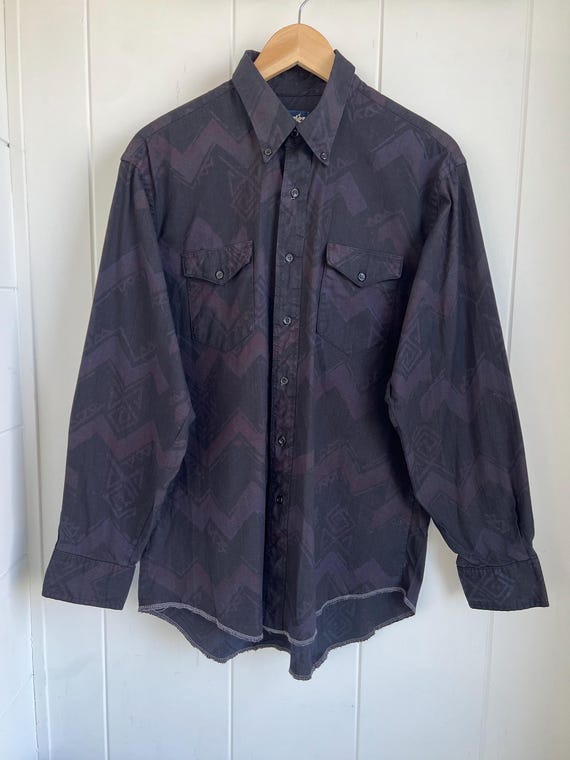Wrangler L black purple Pendleton pattern vintage… - image 3