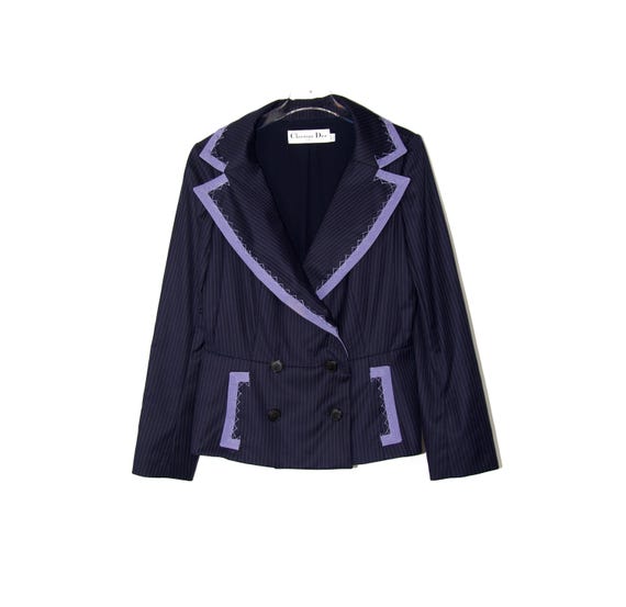 Christian Dior John Galliano 12uk Vintage Navy Purple Topstitch