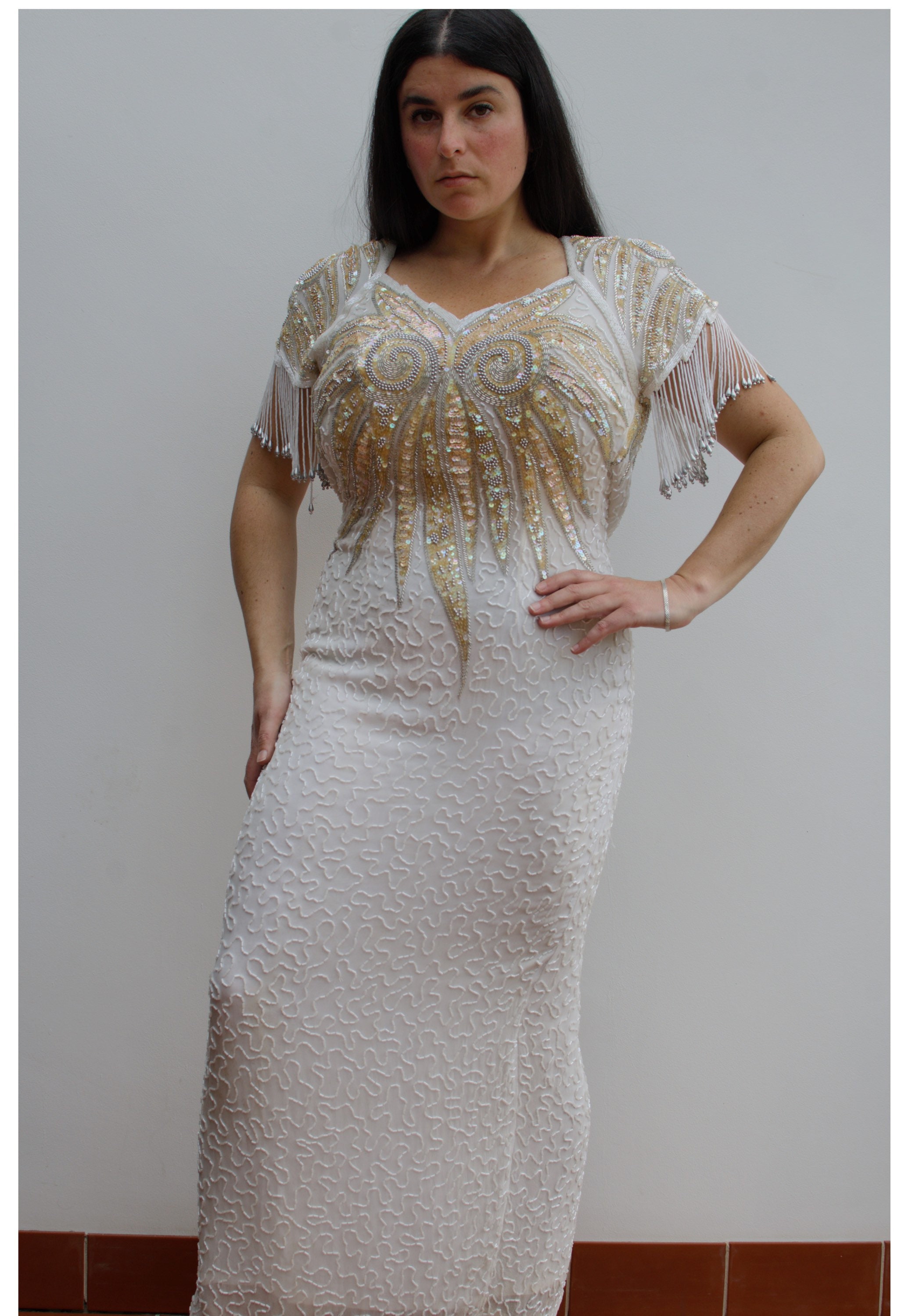 Vintage Beaded Art Deco Dress 6/8uk XS/S Wedding Dress Etsy UK