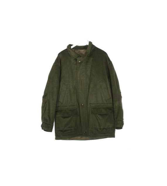 Duck Valley XL green wool coat 70s menswear zip po