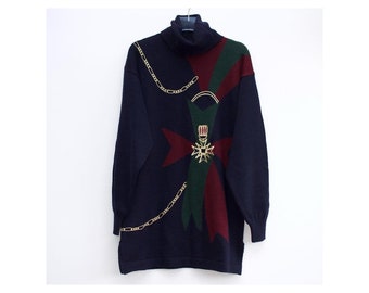 Pull long en tricot Doncaster M vintage des années 80, très bon état, vêtements pour femmes