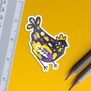 Non-binaire kip / subtiele LGBTQ Pride-sticker voor pluimvee