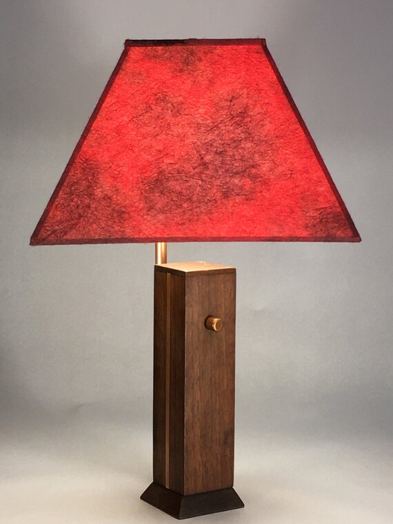 Exotic hardwood lamps. Handmade paper shades. Entirely Etsy