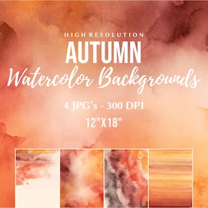 Watercolor Fall Background, Free Commercial Use, Printable Fall Digital Papers, Autumn Ombre Background, Abstract Fall Textures