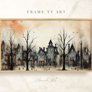 Frame TV Art Halloween, Haunted House Tv Art, LG Tv Art, Halloween Painting, Farmhouse Decor, Spooky Tv Art 4k, Samsung Frame Art Tv Country
