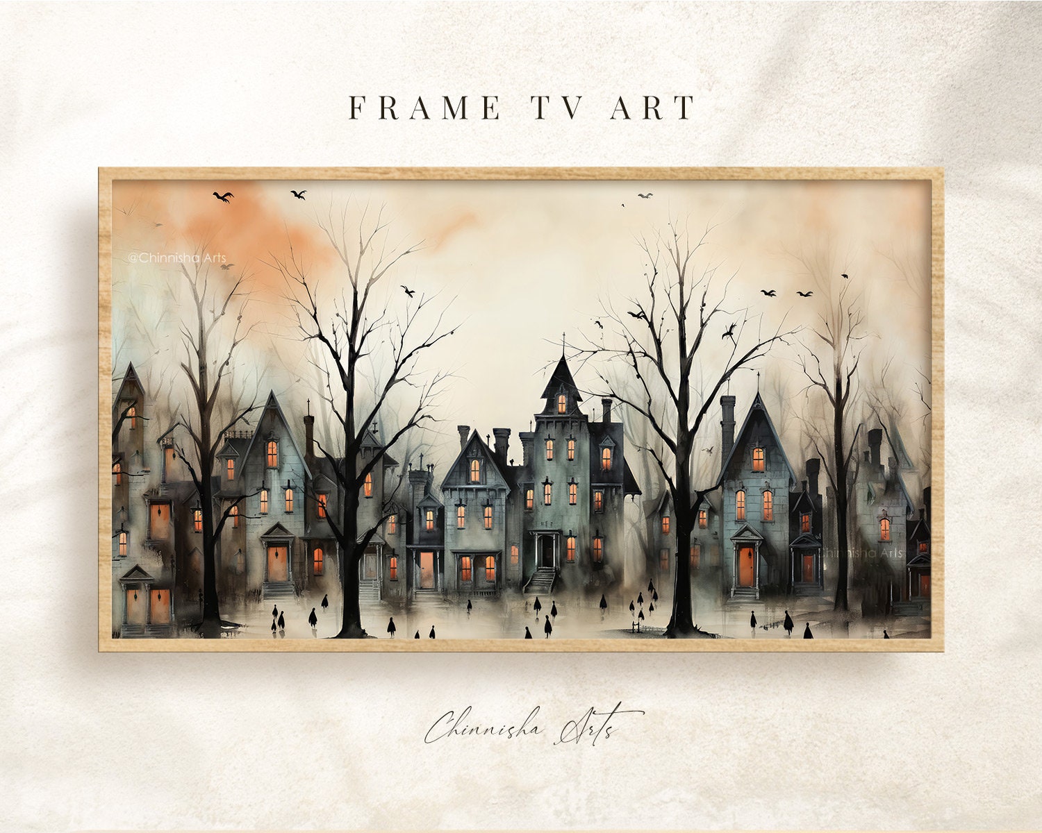 Frame TV Art Halloween, Haunted House Tv Art, LG Tv Art, Halloween Painting, Farmhouse Decor, Spooky Tv Art 4k, Samsung Frame Art Tv Country