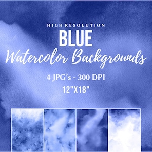 Watercolor Blue Digital Papers, Royal Blue Digital Backgrounds, Blue Scrapbooking Digital Papers, Abstract Digital Papers Blue Texture