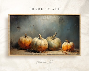 Samsung Frame TV Art Pumpkin, Vintage Autumn tv Art, LG Tv Art Country, Painting for Tv Art, Farmhouse Decor, Vintage Pumpkins Decor
