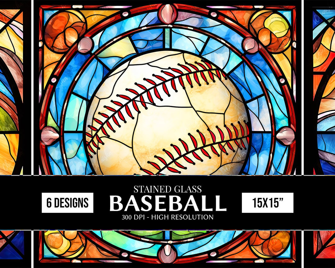 Stained Glass Baseball Digital Papers, Sports Stained Glass Tumbler