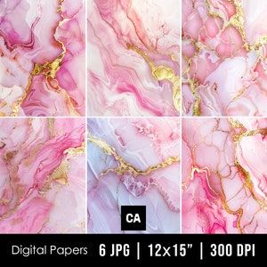 Pastel Pink Marble Digital Paper, Alcohol Ink Background, Printable Scrapbook Paper, Marble Watercolor Texture, Magenta Marble Backdrop