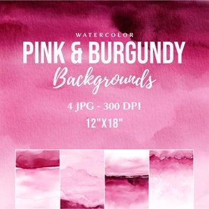 Sfondi ad acquerello bordeaux e rosa, uso commerciale gratuito, texture ad acquerello ad alta risoluzione, confezione di carta digitale rosa - D100