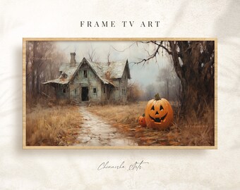 Samsung Frame TV Art Halloween, Vintage Country Tv Art, LG Tv Art, Autumn Painting Art for Tv, Farmhouse Decor, Pumpkin Tv Art 4k