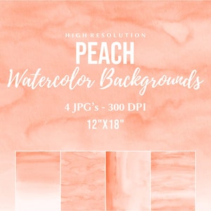 Papeles digitales de acuarela de melocotón, uso comercial gratuito, fondos de melocotón, papeles de scrapbooking abstractos color de agua, superposiciones de melocotón