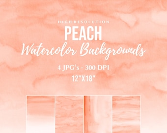 Peach Watercolor Digital Papers, Free Commercial Use, Peach Backgrounds, Abstract Scrapbooking Papers Water Color, Peach Overlays