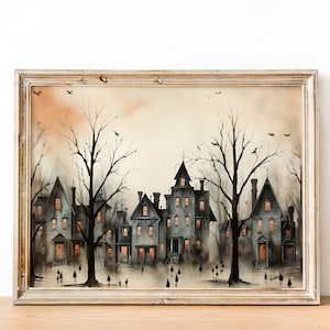 Halloween Spukhaus Kunst, Halloween Halloween Kunstdruck, Gruseliges Haus, Gruseliges Haus, Halloween Nacht Kunst, Halloween Poster zum Ausdrucken