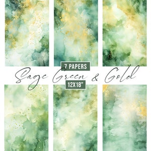 Aquarell Salbei Grün, Digitale Papiere, Salbei Grün & Gold Hintergrund, Hochzeit Hintergrund Invite, Aquarell Salbei Grün Textur Hintergründe